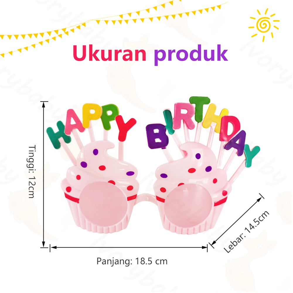 Ivorybaby Kacamata Happy Birthday Unisex Kacamata ulang tahun happy birthday glasses