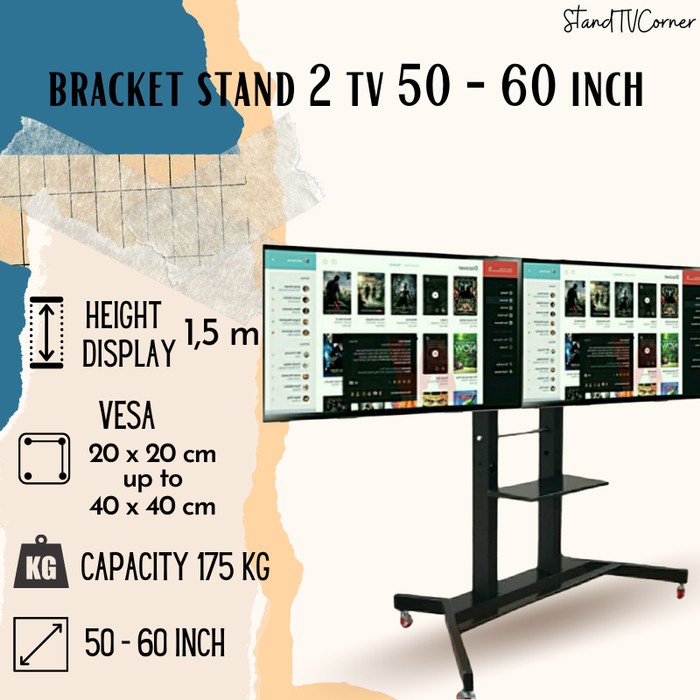 Bracket Stand 2 TV 55 sampai 60 inch IMPORT KANAN KIRI