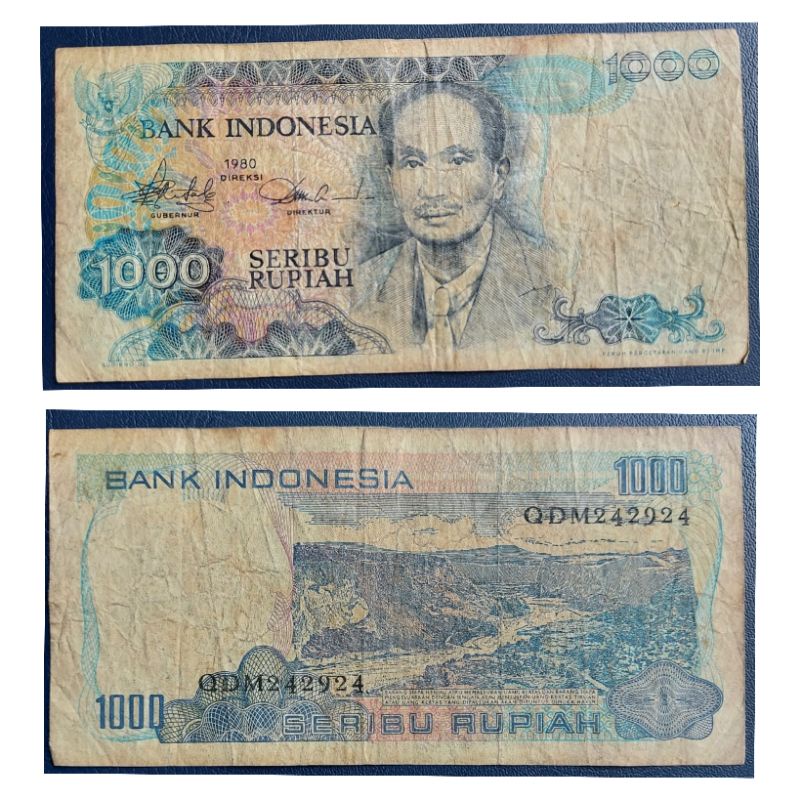 Uang Kuno Indonesia 1000 rupiah Tahun Sutomo 1980 Kondisi VF Utuh Dijamin Original 100%