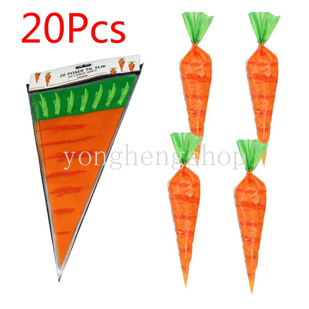 20 Pcs / set Tas Kemasan Kue Coklat Permen Bentuk Wortel Segitiga Untuk Hadiah Pesta Ulang Tahun Anak