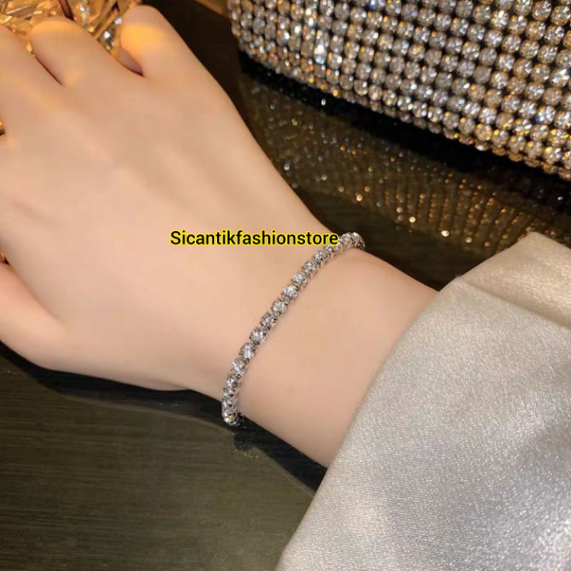 GELANG TITANIUM WANITA FULL PERMATA ASLI TITANIUM TERBARU TERLARIS ANTI KARAT SELAMANYA GELANG WANITA MODEL SERUT GELANG PERMATA WANITA PERHIASAN WANITA