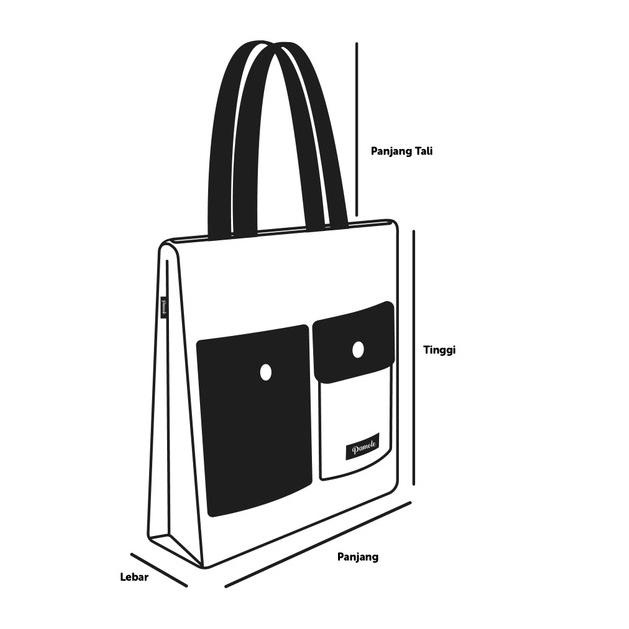 Pamole - Polkadot Tote Bag Kekinian Bahan Kanvas Penutup Resleting