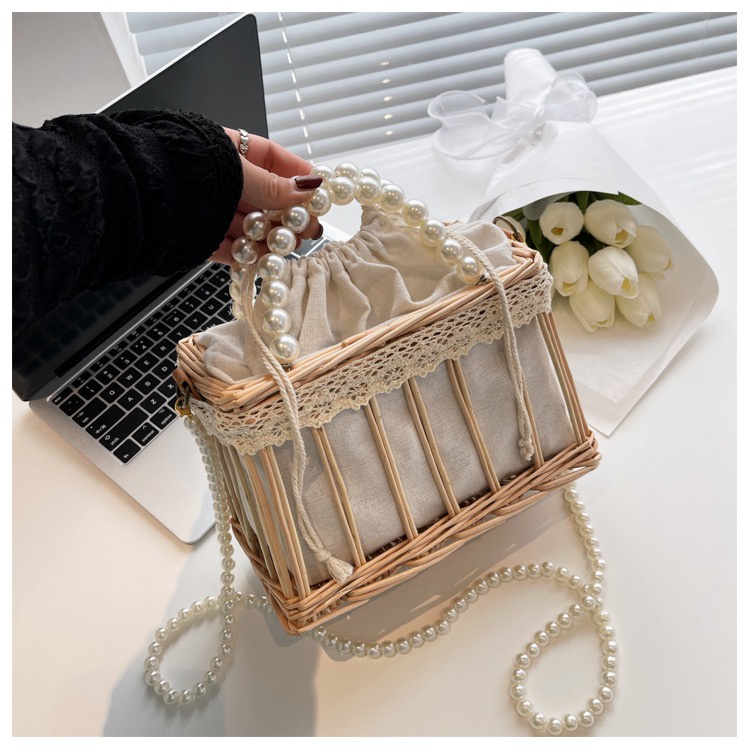 Tas Rotan Berongga renda antik️ Persegi panjang tas besar wanita tangan Travel Pantai Diagonal/Tas s