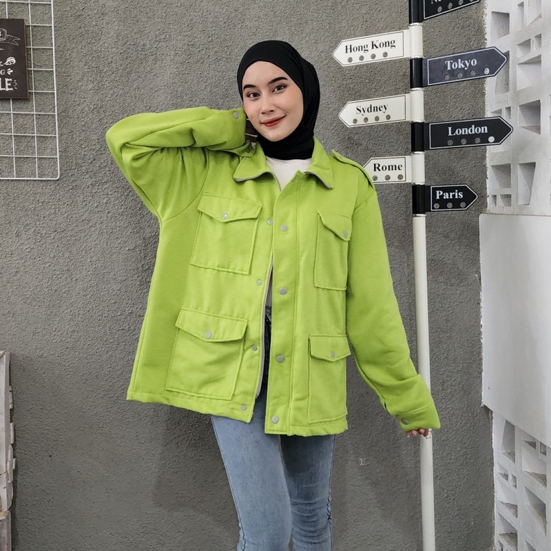 Sweater wanita 4 POCKET JACKET Sweater wanita pocket baju wanita Fleece atasan wanita polos