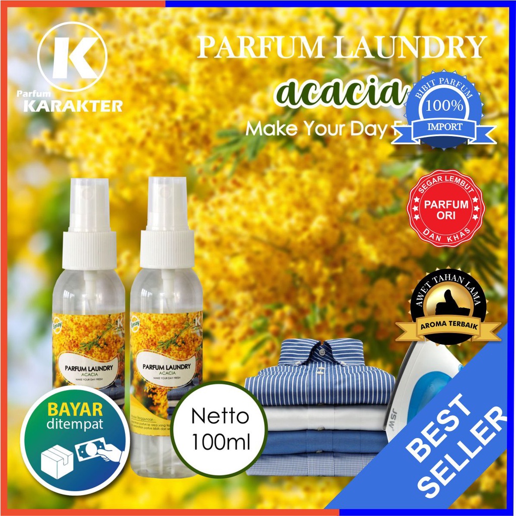 [ TESTER ] Parfum Laundry ACASIA Untuk Setrika Pakaian Model Botol Spray | Kemasan 100ML | Bisa COD