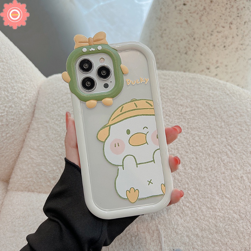 Soft Case Desain Kartun Bebek Monster 3D Untuk iPhone 11 12 7Plus 8Plus XR 13 14 Pro MAX 6 6S 14 Plus X XS MAX SE 2020