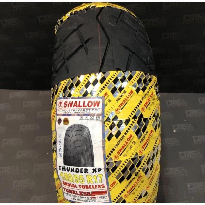 Ban LuarMerk Swallow
Ukuran 180/55-17
Thunder XP
Tubeless