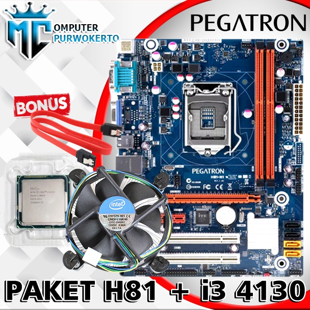 Mainboard Mobo H81 Pegatron Dengan i3 4130 Bonus Fan