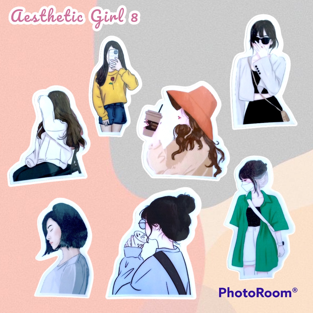 Sticker Pack Tumblr Aesthetic Hijab Girl Korean Girl Waterproof Hiasan Laptop Botol Tumbler Case Hp DIY Stiker Lucu Stiker Laptop Notebook