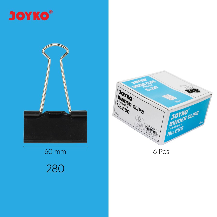 

Joyko Binder Clip Besar No 280 Clips Penjepit Klip Kertas 60mm 6 Pcs