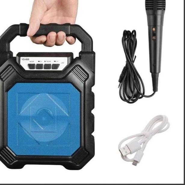 Speaker Bluetooth Portable Wit Mic karaoke YD-668 Wireless Bluetooth - Biru