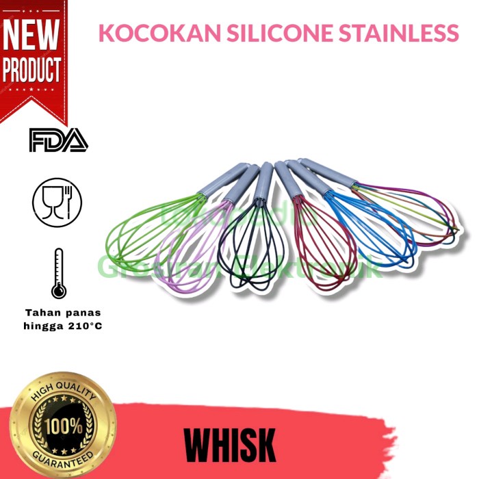 Whisk Kocokan Telur Silikon Stainless Pengocok Adukan Adonan