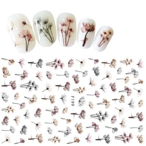 Stiker Kuku 3D Motif Bunga untuk Dekorasi Nail Art