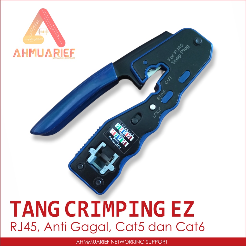 TANG CRIMPING KRIMPING TOOL SUPPORT EZ ANTI GAGAL CAT6 RJ45 TANG KABEL LAN NETWORK KOMPUTER RJ 45 | HITAM-BIRU