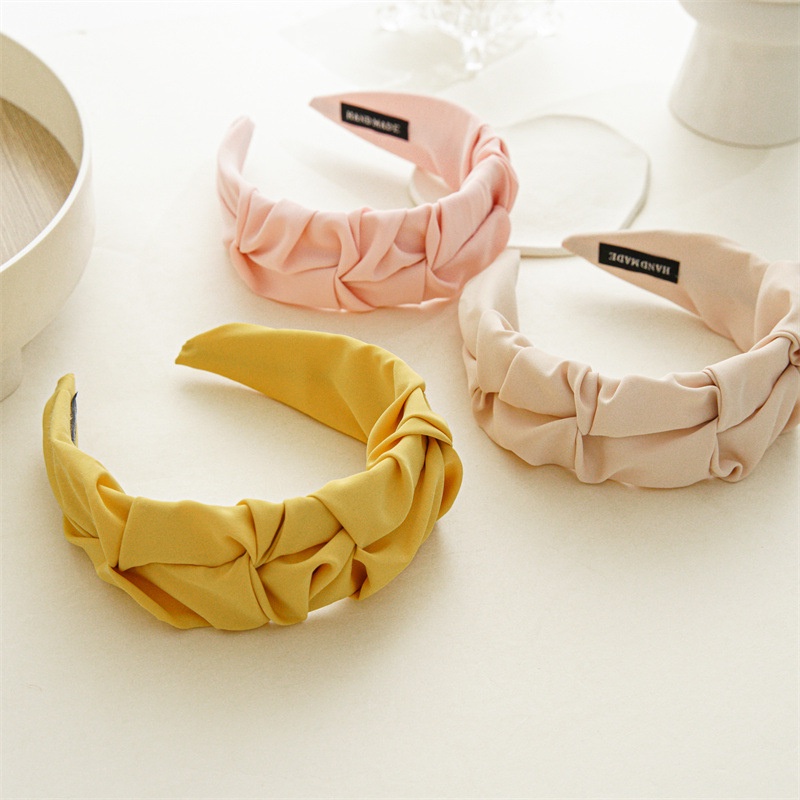 BANDO KAIN SATIN KERUT KOREA HEADBAND SILK LEBAR WIDE BRIMMED HAIR HOOP HEADBAND HAIRBAND HAIR AKSESORIS RAMBUT WANITA BENDO BANDANA KOREAN LEMBUT WARNA POLOS