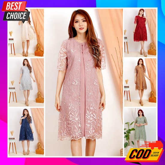 Dress Brukat Remaja Terbaru Dress Pesta Dress Natalan Dress Natal Wani (Anak + Dewasa) Dress Daisy T