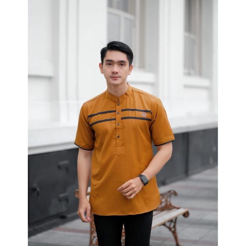 Baju Koko Kurta Lengan Pendek Baju Koko Fashion Muslim Pria Dewasa Terbaru Bahan Toyobo