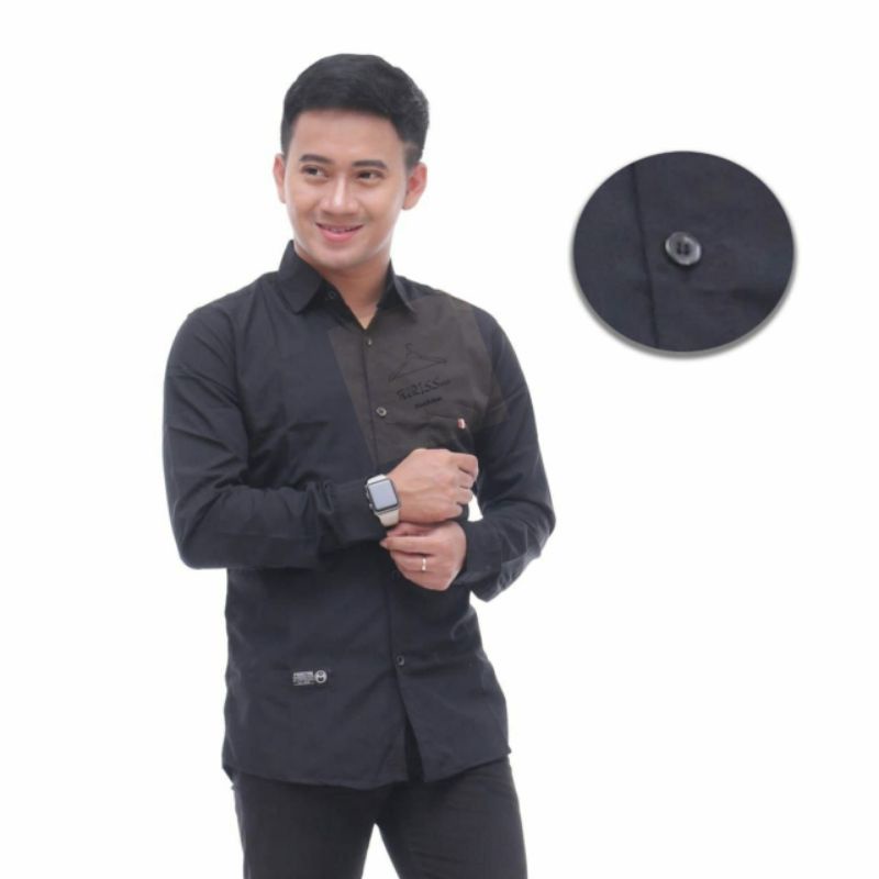 Kemeja Polos Pria Slimfit Panjang Maron Putih Hitam Navy Abu Muda Abu Tua