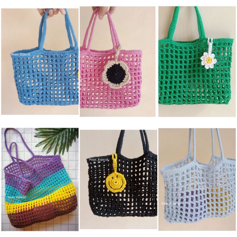 Jual Tas Rajut Bolong | Tote Bag | Tas Jinjing | Tas Travel | Shopee