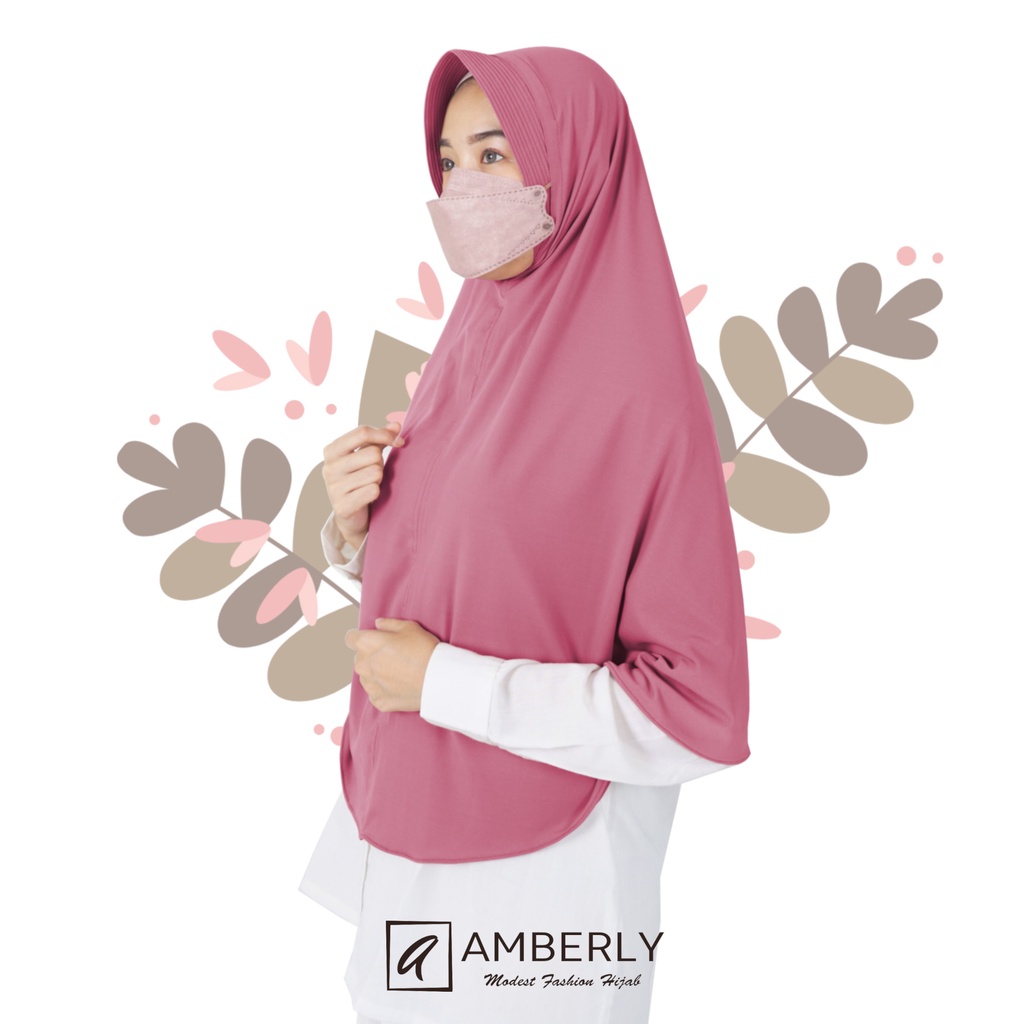 Amberly Rania Jilbab Instant Jersey Lubang Telinga Bahan Jersey Premium