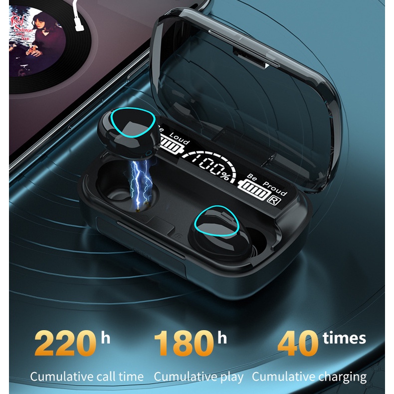Matei Headset Bluetooth TWS Earphones M10 Digital Indicator V5.1 Wireless Mega Bass Gaming Headphone