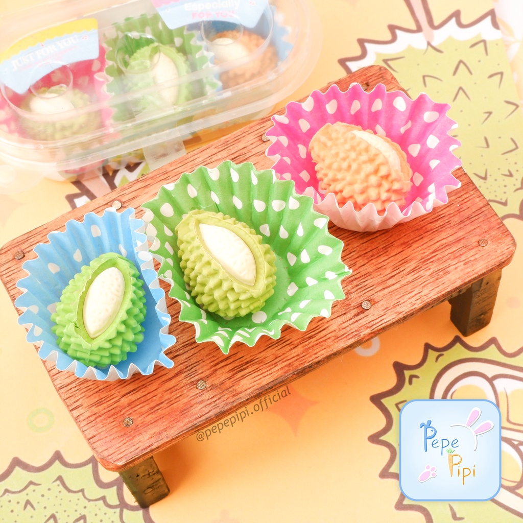 Penghapus 3D Durian Mini 1 Set Setip Stip Eraser Hapusan Duren