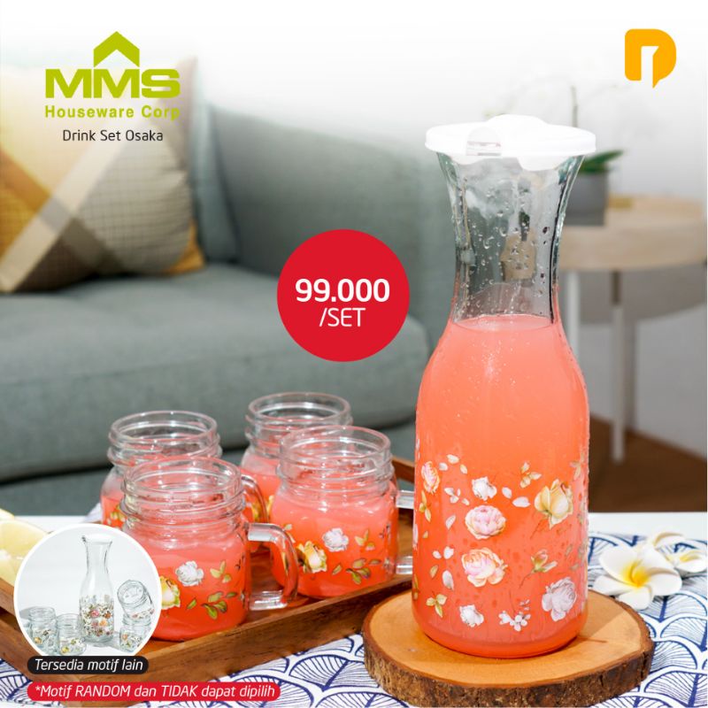OSAKA DRINK SET / Teko /Gelas tamu / Teko kaca /Mug Set