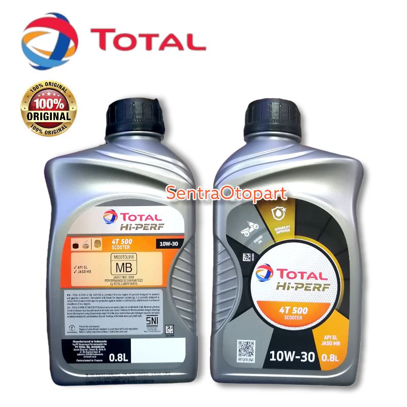 Oli total hi perf 4t 500 scooter matic 10w 30 0.8 liter