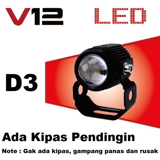 Lampu Sorot Tembak Laser Gun LED V12 D2 D3 Motor Mobil 20Watt