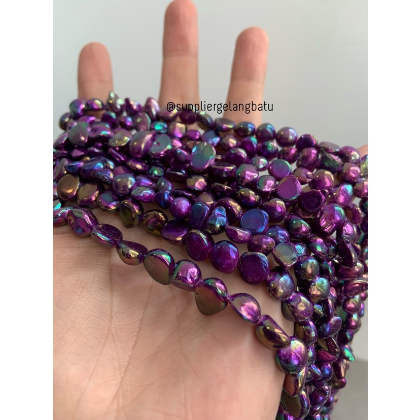 kerikil KERANG KESHI purple metallic tetes OVAL shell ungu metalik