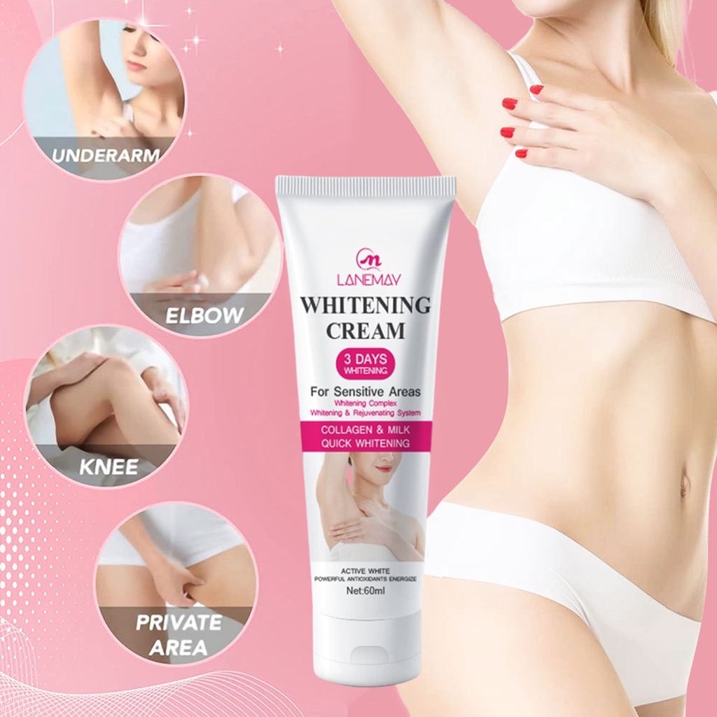 LAIMEI 60ML Krim Pemutih Ketiak Underarm dan Selangkangan Hitam  | Underarm Cream Untuk Area Lipatan dan Bokong Hitam Underarm Armpit Whitening Cream
