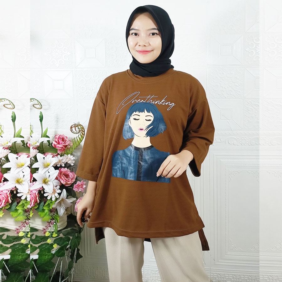 OVERTHINKING WOMEN TUNIK ATASAN OVERSIZE BASIC SIMPLE KAOS EPHI X COD GL FASHION