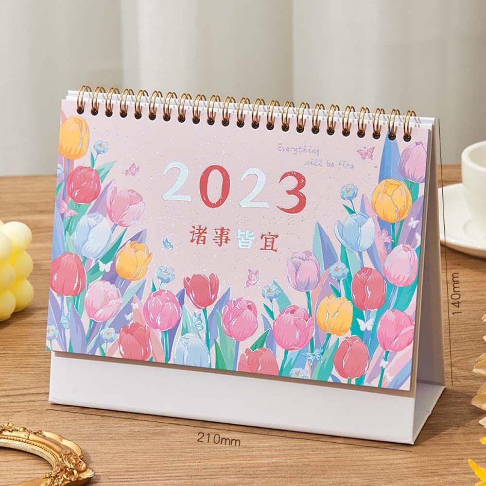 Mxbeauty 2023kalender Weekly Planner Perlengkapan Kantor Siswa Hadiah Tahun Baru Alat Tulis Bunga Kalender Desktop Stationery