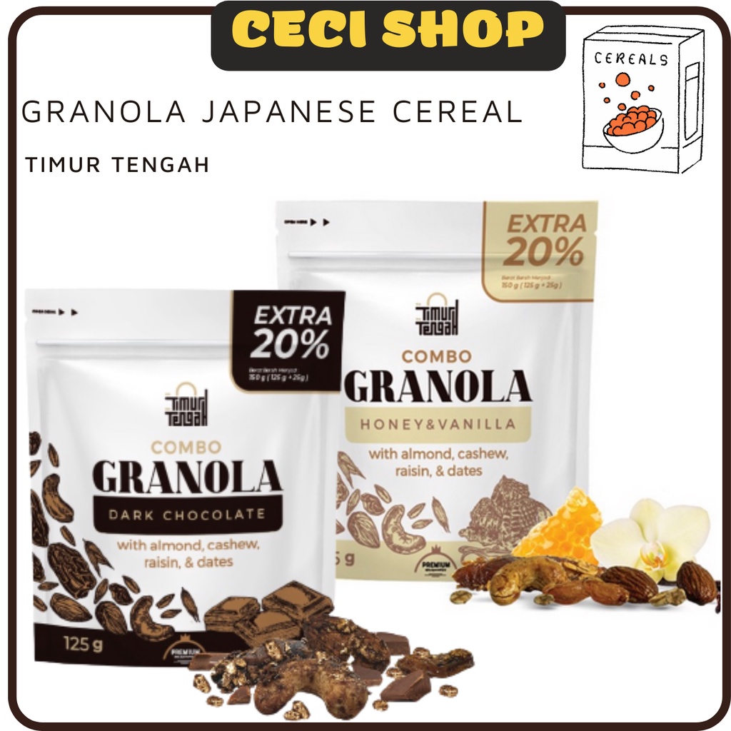 Jual Granola Japanese Cereal Granola Dark Chocolate Granola Vanilla Honey 125gr Timur Tengah 