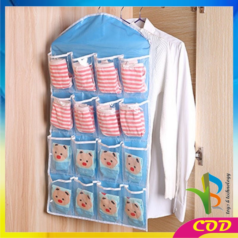 RB-C134 Pouch Gantung 16 Saku Dinding Storage Bag Organizer Wall Pocket Korean Style Hanger Murah