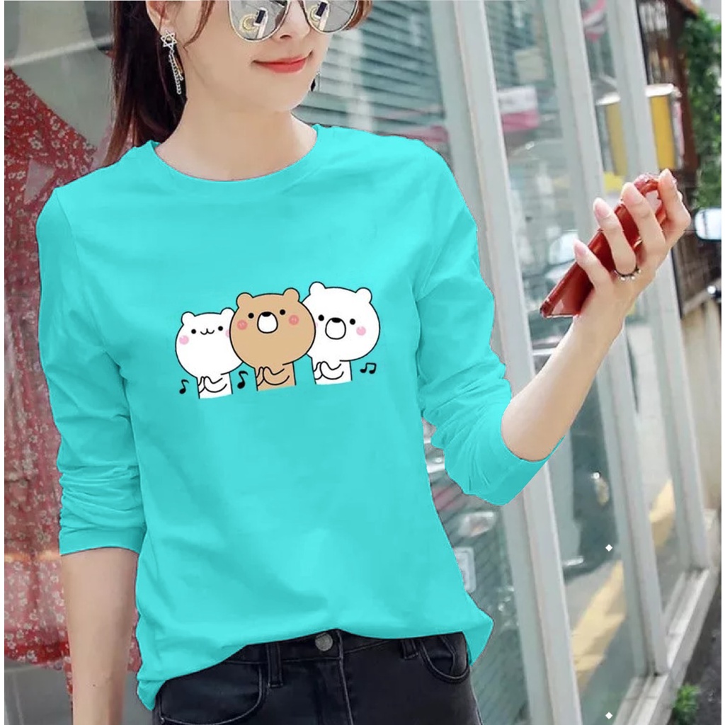 Baju Kaos ABG / Atasan Perempuan Lengan Panjang - 3BEARS
