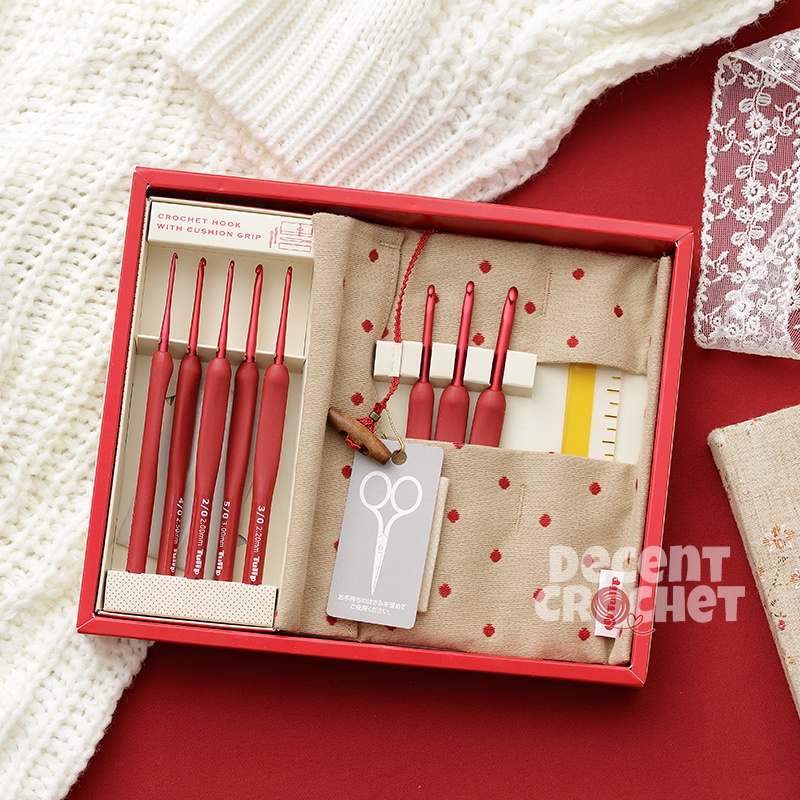 [SET] Hakpen (Alat/Jarum Rajut) Tulip ETIMO RED Crochet Hooks With Cushion Grips