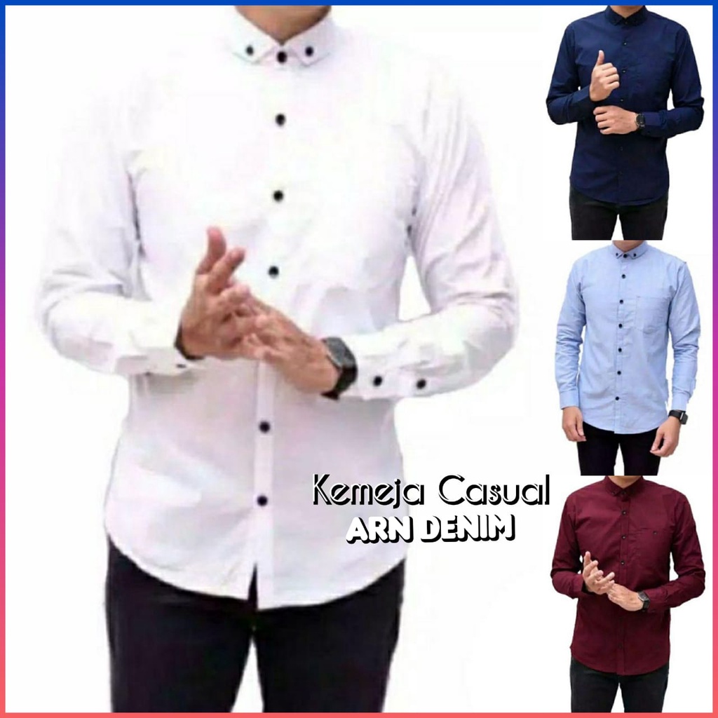 PROMO kemeja pria lengan panjang polos formal casual baju cowok kerja santai