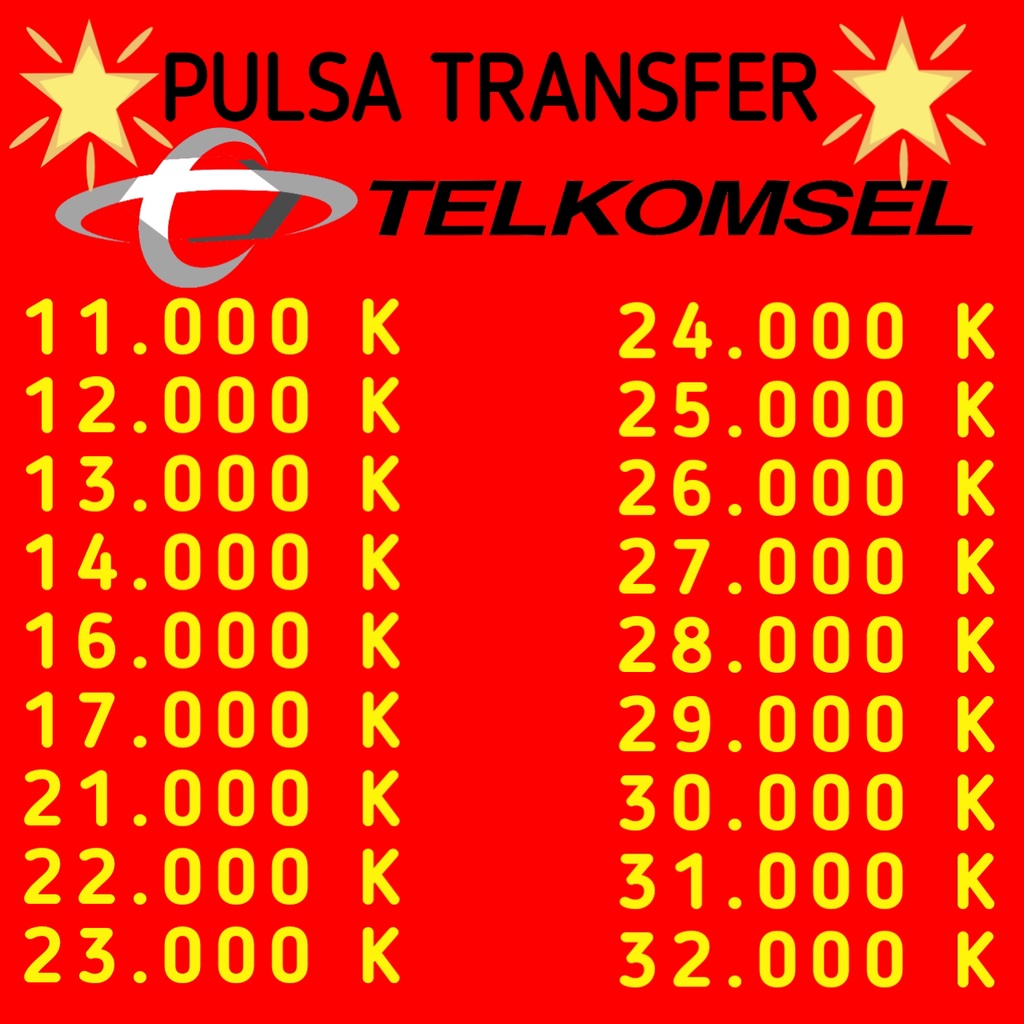 PULSA TRANSFER TELKOMSEL 11K,12K,13K,14K,15K,16,17K,18K,19,20K,21K,22K,23K SUPER MURAH