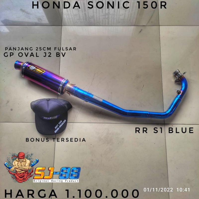 Knalpot sj88 sonic 150r rr s1 blue gp oval j2 bv