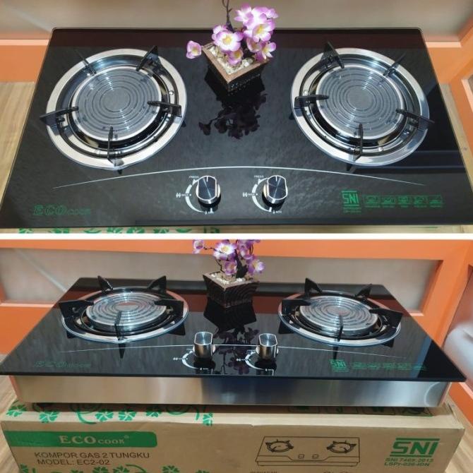 KOMPOR GAS TANAM KACA 2 TUNGKU BARA - BARA ECO COOK EC2 - 02 DF698674R