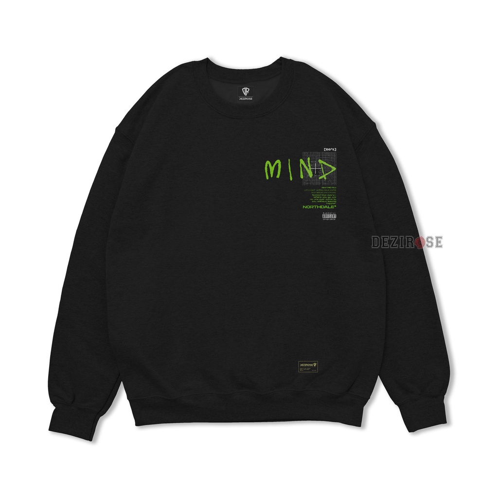 DEZIROSE Sweater Crewneck Mind (Sablon) Size M-XXL ( Pria &amp; Wanita ) Distro Fleece Tebal