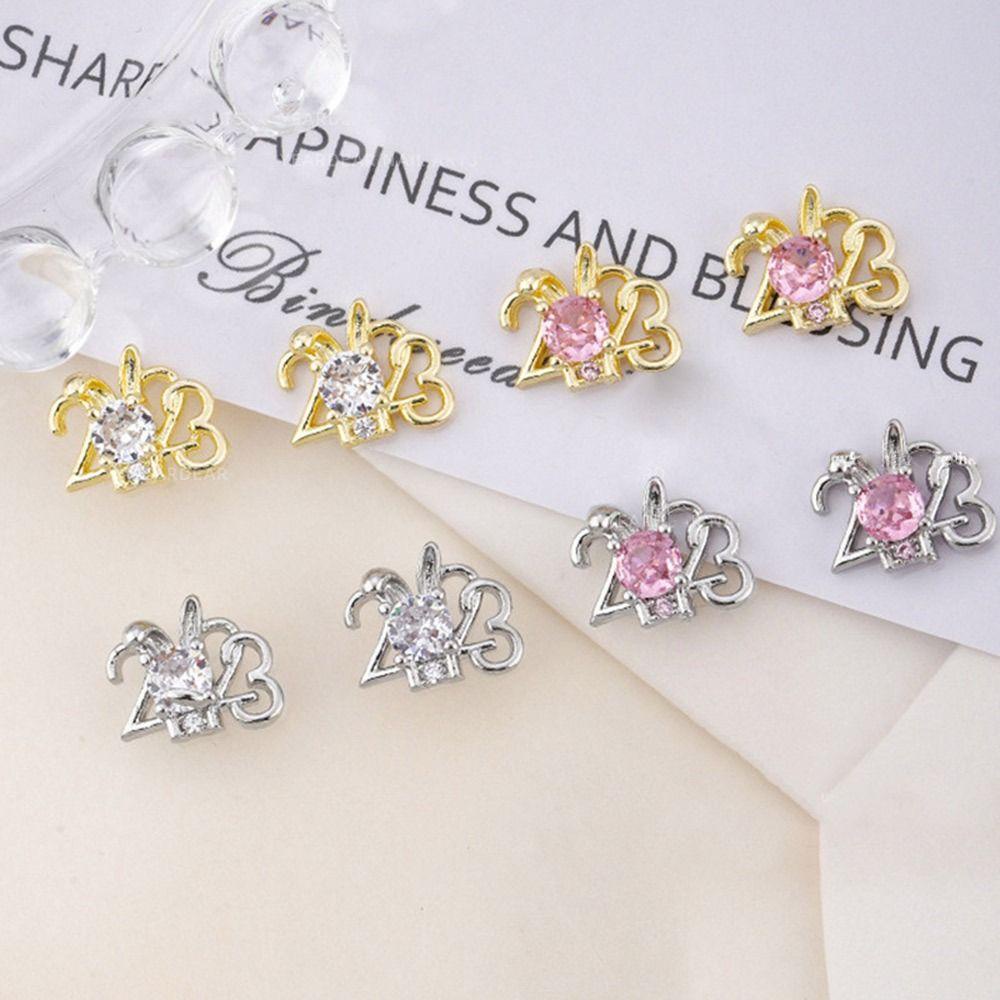 Solighter 5PCs Perlengkapan Nail Art DIY Mewah Bunny Zircon Nail Art Dekorasi