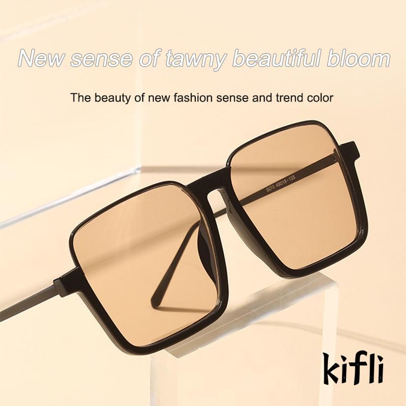 【kifli】Kacamata Hitam Model Half Frame Besar Bahan Metal Gaya Vintage Untuk Wanita