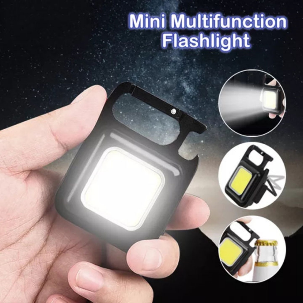 ELITE MINI COB Keychain Lampu Senter Mini Super Terang Flashlight LED Portable Cas USB Charger Lampi LED Emergency