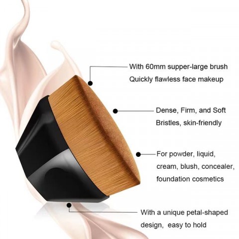 Hexagon Foundation Makeup Brush Beauty Powder Face Blush Brushes Portable Professional Foundation Brush Large Cosmetics Soft Base Make up 5.0
