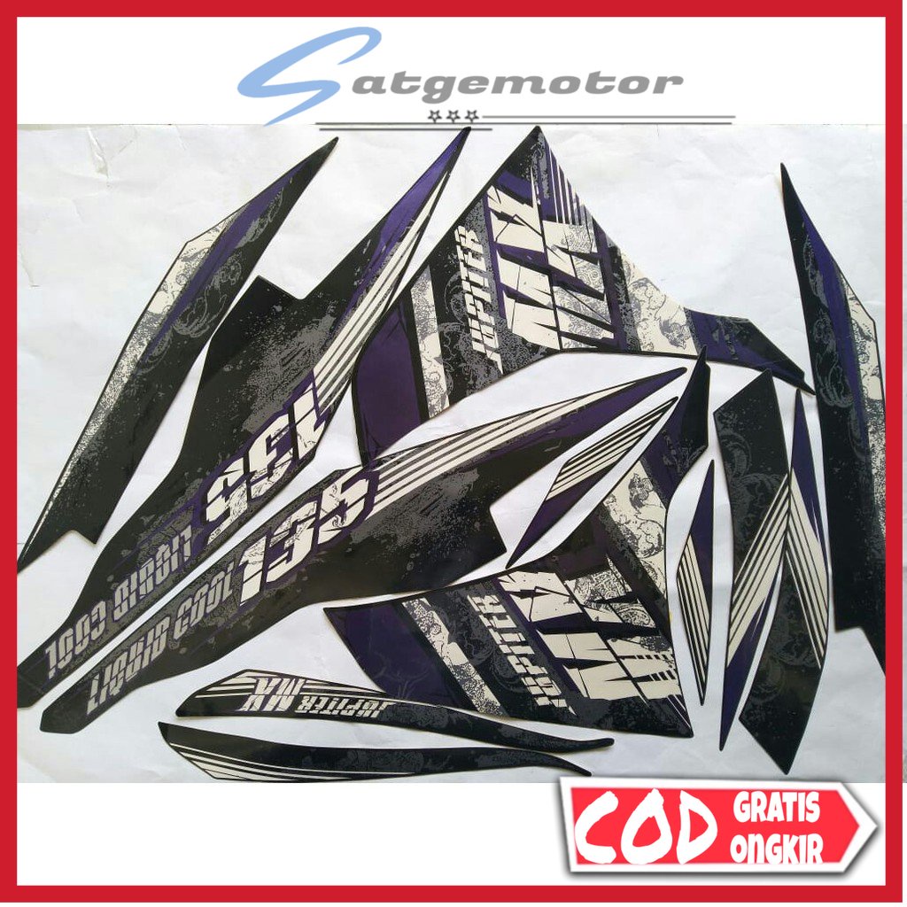 Stiker Striping yamaha jupiter mx 135 2013 hitam-ungu