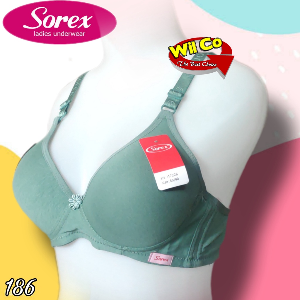 K186 - BRA WANITA SOREX BUSA TIPIS TANPA KAWAT TIGA PENGAIT CUP B/SEDANG SIZE 36-42