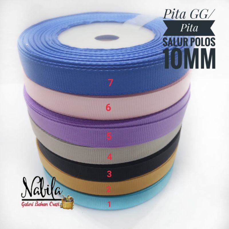 

(Roll) Pita GG/ Pita Salur Polos 10mm bahan craft kerajinan tangan