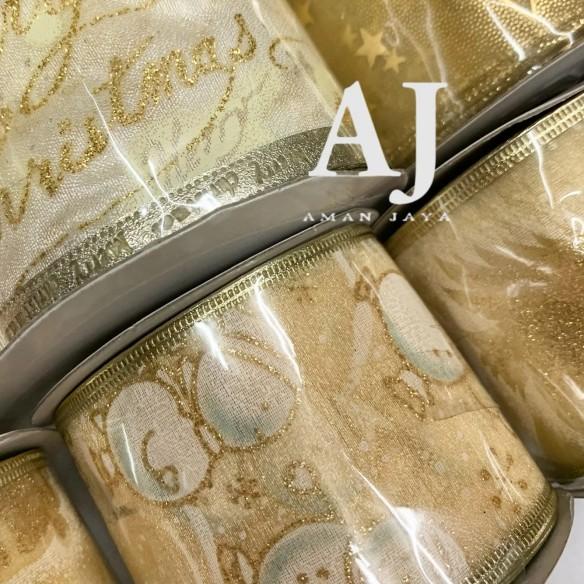 

Pita Kado Natal Motif Merry Christmas Ribbon 2,75 Inch / 7 cm - Motif A